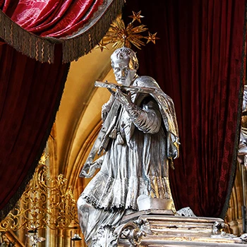 Silver tomb in St Vitus Cathedral in Prague