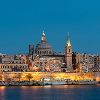 Valletta skyline at night