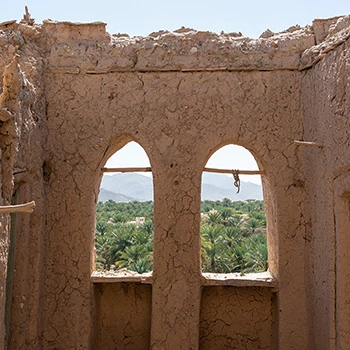 Ruine im Oman mit schöner Aussicht
