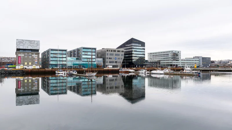 Trondheim harbor with skyline