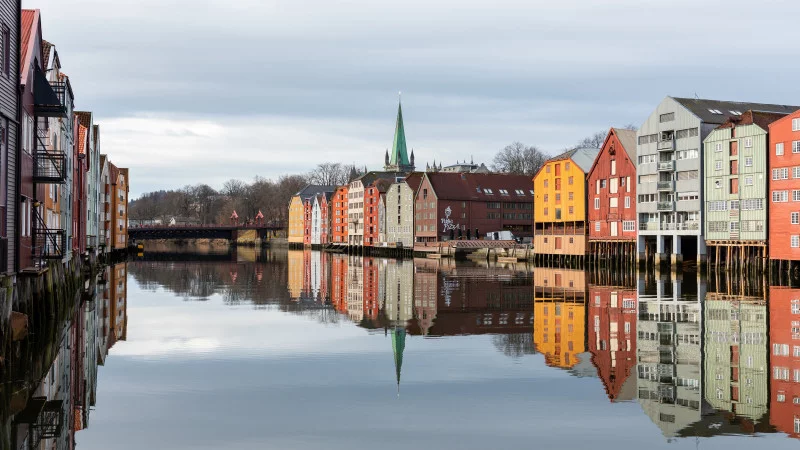 Water canal in Trondheim old town Water canal in Trondheim old town