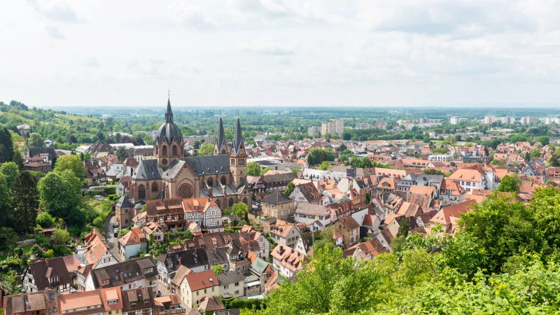 Heppenheim old town with St Peters Church