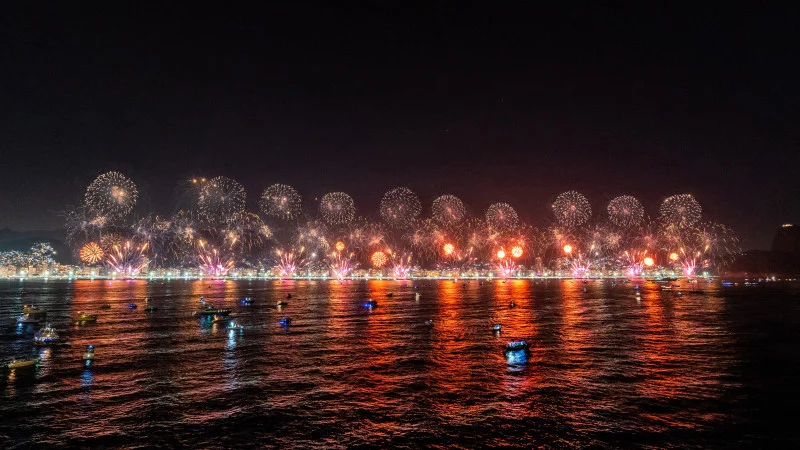 Silvesterfeuerwerk an der Copacabana