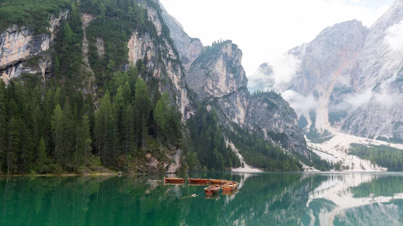 Boats on Lake Braies Boats on Lake Braies