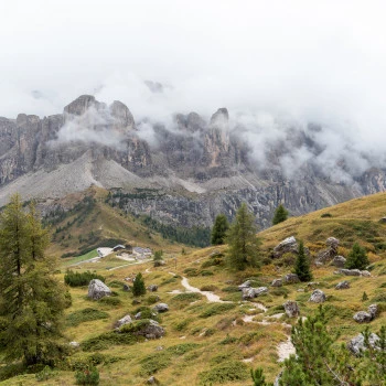 Ausblick auf die Sellagruppe Corvara