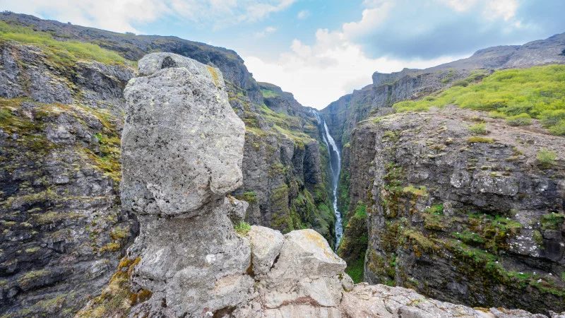 Blick auf den Glymur Wasserfall