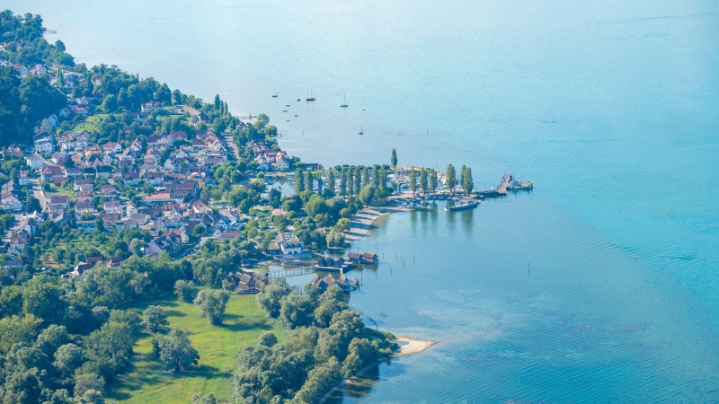 Pile dwellings in Unteruhldingen and Lake Constance