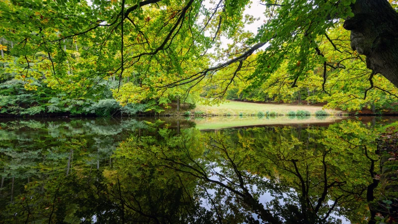 Spiegelbild im Fontänenreservoir