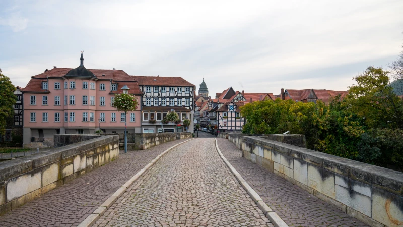 Old Werra bridge with old town Hann Münden