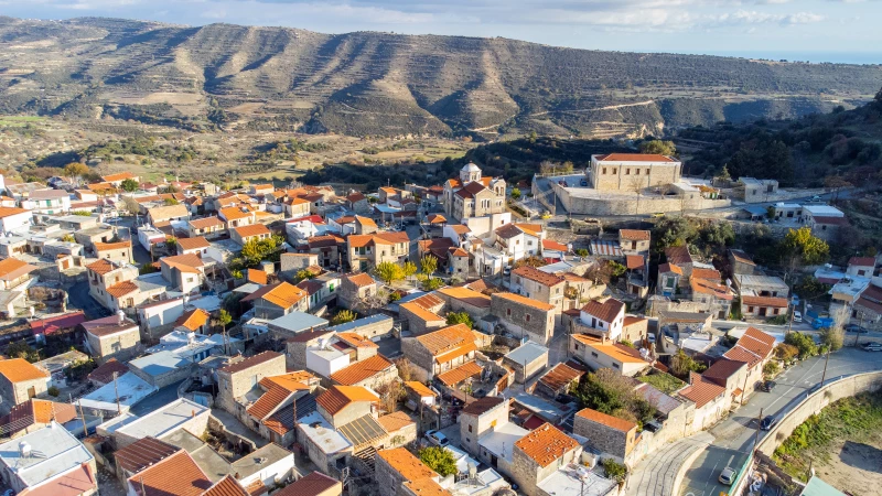 Mountain village Dora from the air