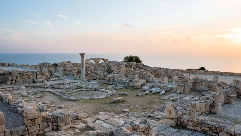 Excavation in Kourion at sunset