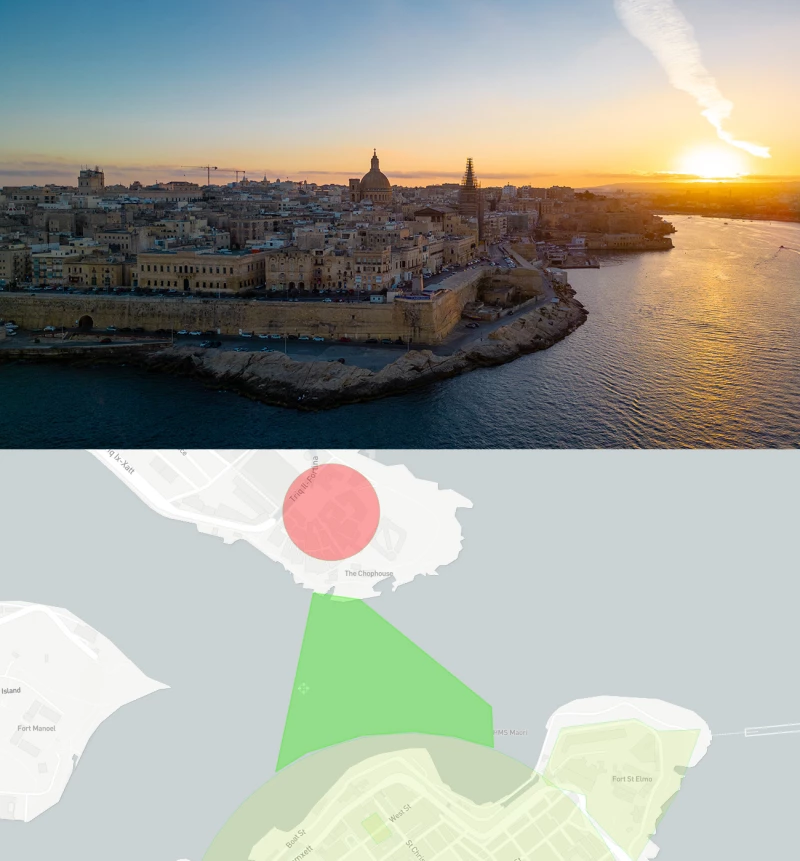 Top 1 - Bester Drohnen-Spot für den Sonnenuntergang mit Skyline in Valletta Top 1 - Bester Drohnen-Spot für den Sonnenuntergang mit Skyline in Valletta