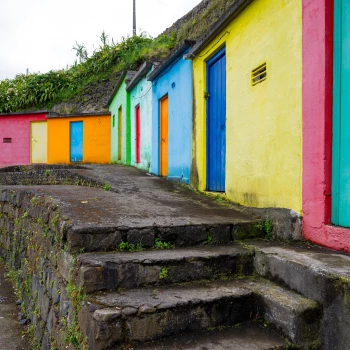 Colorful houses in the Azores