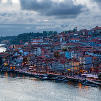 Cais da Ribeira skyline in Porto