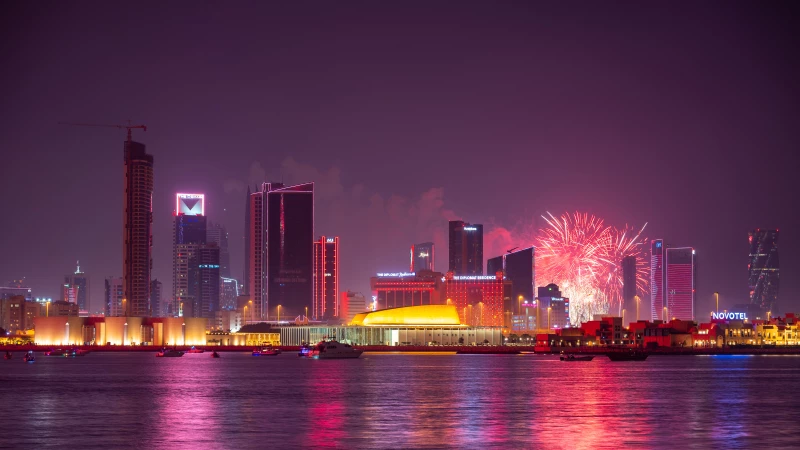 Fireworks Manama Skyline Bahrain