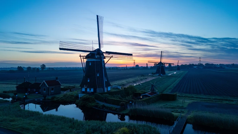 Windmill before sunrise