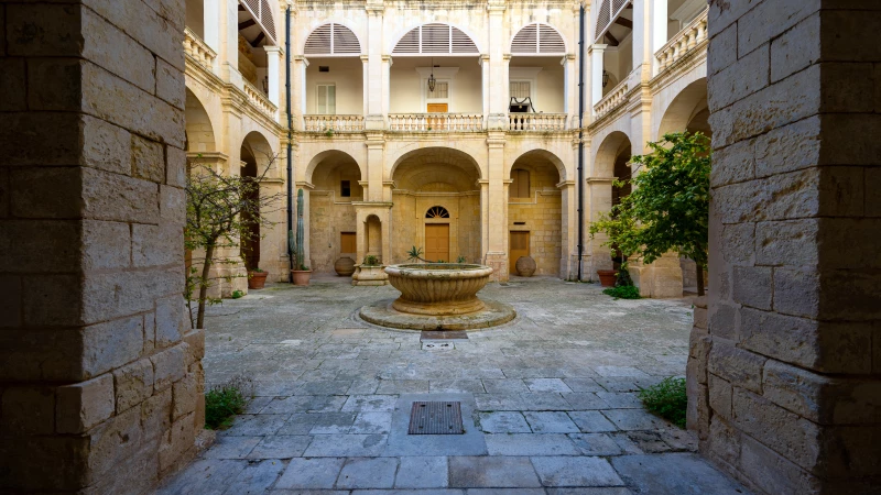 Backyard with fountain