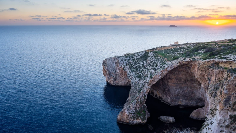 Blue Grotto at sunset