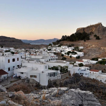 Sunset at Lindos on the isle of Rhodos