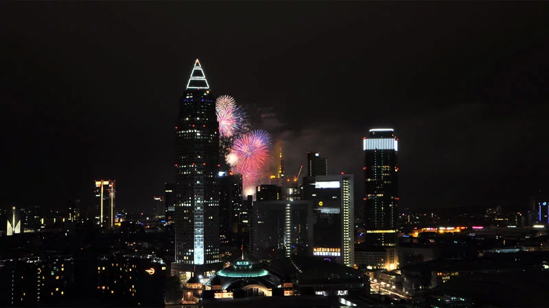 Frankfurt Skyline with Fireworks