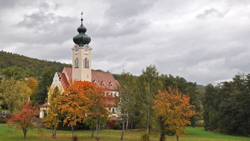 Bavarian church in autumn