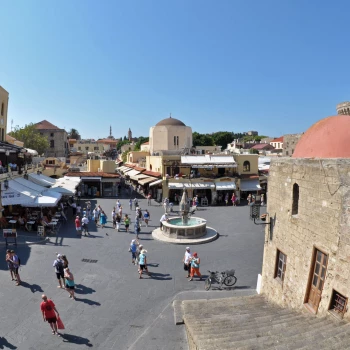 Fountain in the historic old town of Rhodes