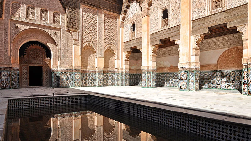 Courtyard of the Ben Youssef Madrasa in Marrakech