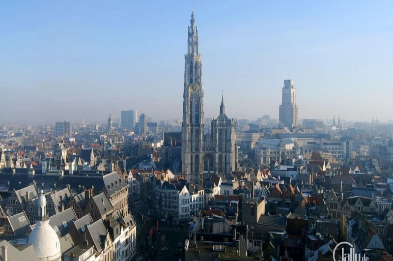 Aerial view skyline of the city of Antwerp in Belgium