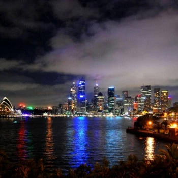 Sydney Harbour with Bridge at Night Wallpaper