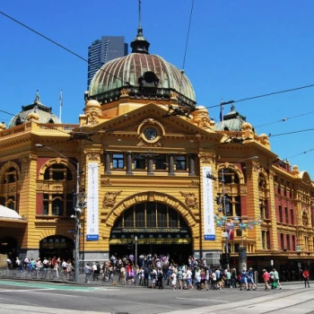 Yellow train station in Melbourne